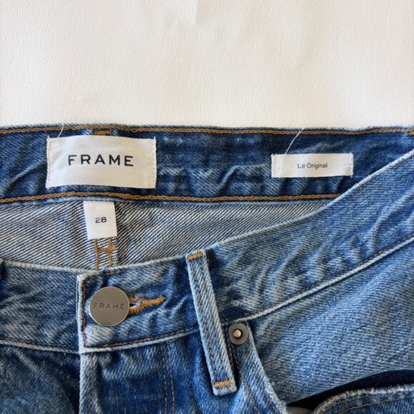 Frame Jeans Womens 28 Blue Denim 'Le Original' Button Fly Distressed High-Rise - Picture 7 of 13